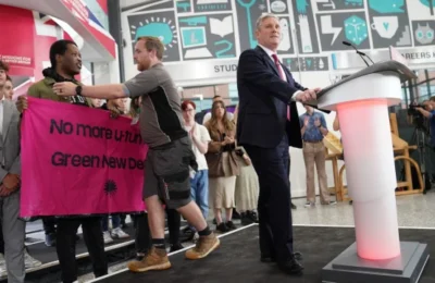 Keir Starmer’s speech disrupted by environmental protesters in Kent